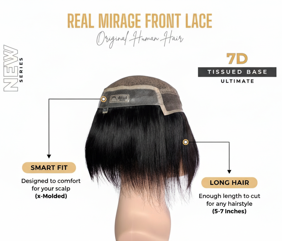 Srhairfeelers REAL MIRAGE FRONT LACE Hair Patch for Men Hover